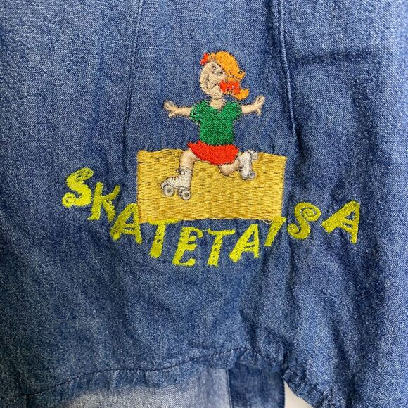 Open Trails Denim Shirt Colorful Embroidered Patriotic USA Faith Cat FAFA - Picture 7 of 12